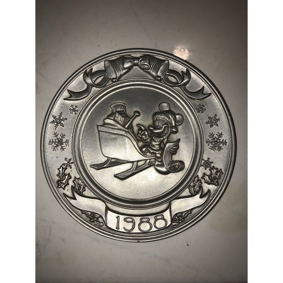 Disney Other - Vintage Disney Mickey Mouse Pewter Plate He's Checking it Twice 1988 Limited Ed